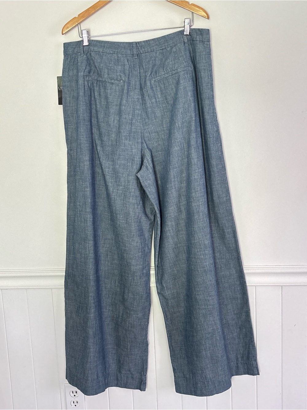 Lauren Ralph Lauren Pleated Chambray Wide Leg Pants Size 16 NEW Classic L64 - Picture 10 of 15